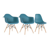 Kit Cadeiras Eames Wood 2 Daw   1 Dsw  Varias Cores  Cor Da Estrutura Da Cadeira Turquesa
