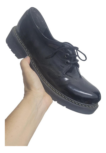 Zapato Charol Acordonado Suela De Goma Super Cómodo Oferta