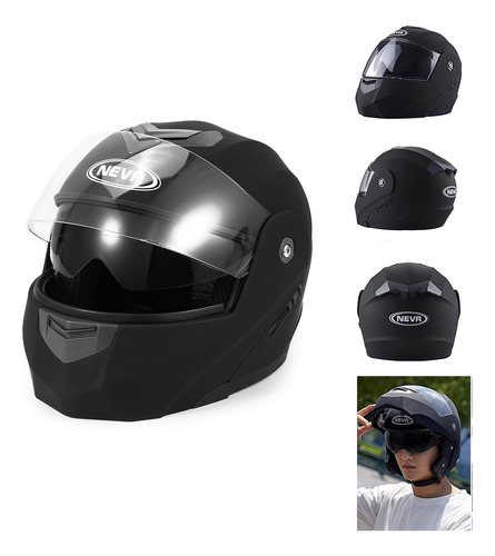 Casco De Moto Totalmente Plegable Con Doble Visera Mate