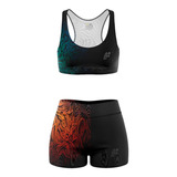 Conjunto Mujer Top Short Licra Running Gym Yoga Armazi Degra