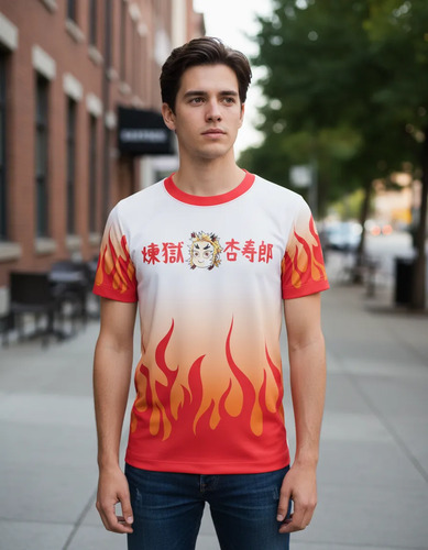 Playera Sublimada Kimetsu No Yaiba Rengoku Talla Extra