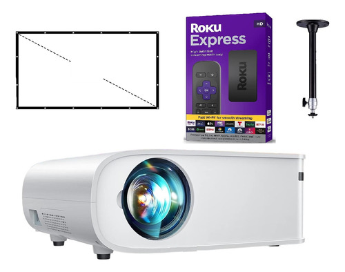 Proyector Videobeam Wifi Led + Roku + Soporte + Telon