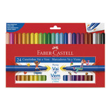 Canetinhas Faber Castell 24 Cores Hidrocor Ponta Vai E Vem