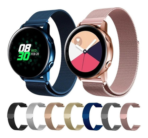 Pulseira Para Galaxy Active 1 E 2 40mm Ou 44mm Aço Milanese Cor Dourado