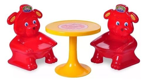 Juego De Mesa Y Sillas Infantil Ositos Rondi Color Rojo +18m