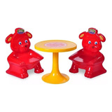 Juego De Mesa Y Sillas Infantil Ositos Rondi Color Rojo +18m