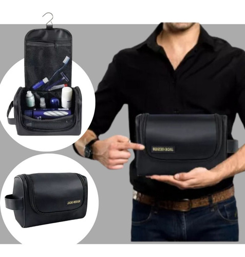 Necessaire Masculina Organizador Mala Viagem Postagem 24hrs Cor Preto C/borda Preto