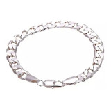 Pulseira Masculina 6 Mm Elo Grumet Folheada A Prata 925 