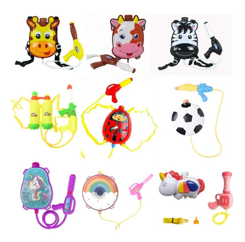 Pistola De Agua Tanque Mochila Animalitos Unicornio Dona