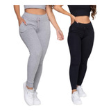 Kit 2 Calça Calsa Jogger Feminina Tipo Moletom Top