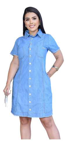 Vestido Jeans Feminino, Jeans 100% Algodão E Soltinho E Com Botões-roupas Jeans Evangélica. 