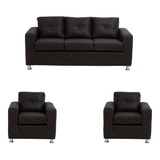 Living George 311 Cuero Auris Negro / Muebles América