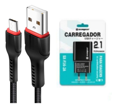 Kit Carregador Para Motorola Moto G5 Cabo Usb V8 E Fonte