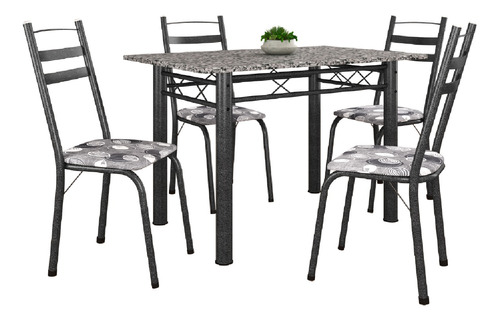 Conjunto De Mesa Itália Com 4 Cadeiras 1,20m Dark / Granito