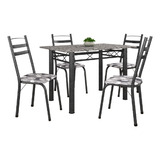 Conjunto De Mesa Itália Com 4 Cadeiras 1,20m Dark / Granito