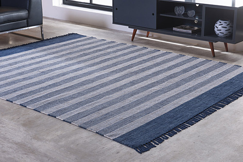 Tapete Indiano Kilim Mallani 1,50m X 2,00m Azul Niazitex