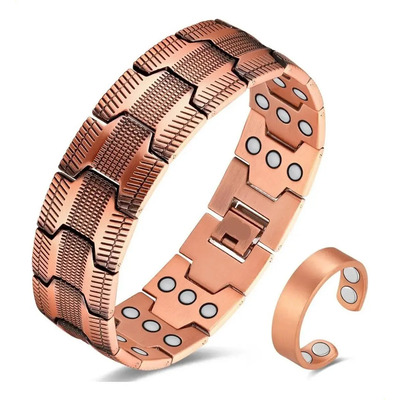 Pulsera De Cobre Puro Para Hombre, Juego De Anillos