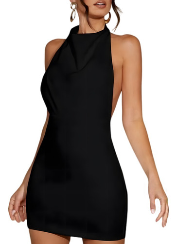 Vestido Sexy Corto Liso Ajustado Para Mujer Fiesta Casual