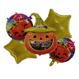 Balão Halloween Metalizado C/5un Festa Decoração Escola Happ Cor Abóbora