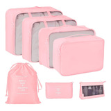 Set De Bolsas Organizadoras Para Equipaje De Gran Capacidad Color Rosa