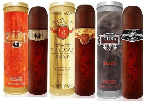 Packs 3 Perfumes Cuba Paris Gold + Royal + Black 100ml