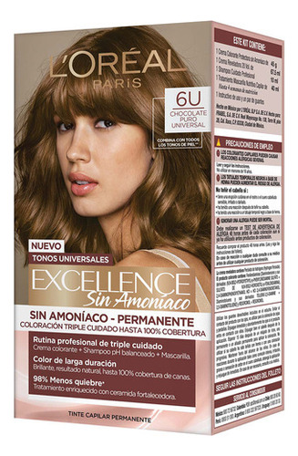  Tintura Excellence Sin Amoniaco Chocolate Puro 6u