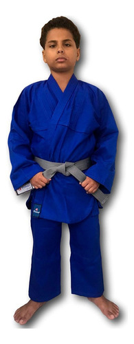 Kimono Torah Reforçado Flex Azul Infantil Com Faixa