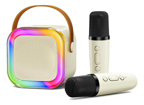 Bocina Bluetooth Karaoke Recargable Portatil Con 2 Microfono