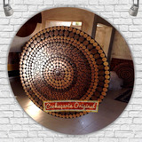 Mandala Artesanal Cipó Espiral Com Moldura Em Espelho Bronze