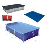 Kit Piscina 3700 L Mor Com Capa E Forro Mor + Boia De Braço