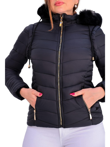 Jaqueta Feminina Puffer Curta Forrada Inverno