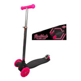 Patinete Infantil 3 Rodas Led Dark Laser Preto E Rosa