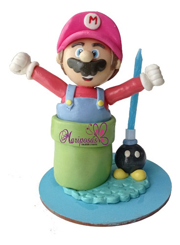Cake Topper Vela Mario Bross Pastel Pasta Flexible
