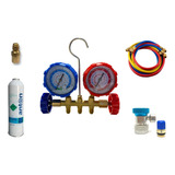 Kit Carga Gas R134 Automotor Manguera Acople Manifold Repjul