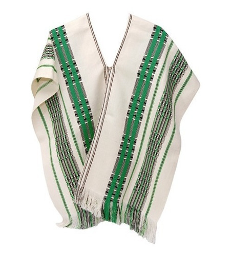 Poncho Fino Con Rayas Verdes