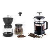 Pack Moledor Cerámica De Cafe Manual Moledor De Granos Marinshop Con Cafetera Prensa Francesa De 800ml 