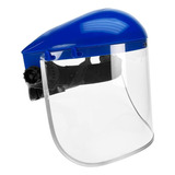 Careta Protector Facial Profesional Abatible Mascarilla Color Casco Azul / Mica Transparente