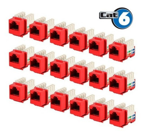 Jack Rj45 Cat6 Rojo Conector Hembra Red Utp Paquete 25 Pz