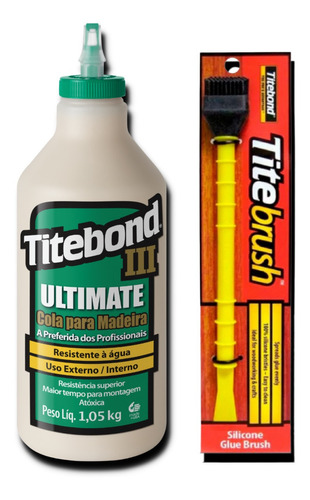  Cola Titebond 3 Madeira  Luthier Guitarra 1kg + Pincel 