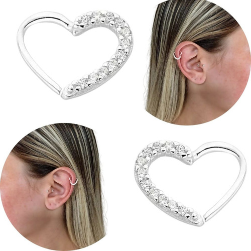 Piercing Prata Pura Original Daith  Helix Direito E Esquerdo