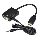 Cabo Conversor Com Saída De Áudio P2 Hdmi Para Vga