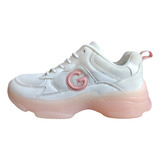 Tenis Guess Plataforma Original Ggkhia2-r Blanco Rosa