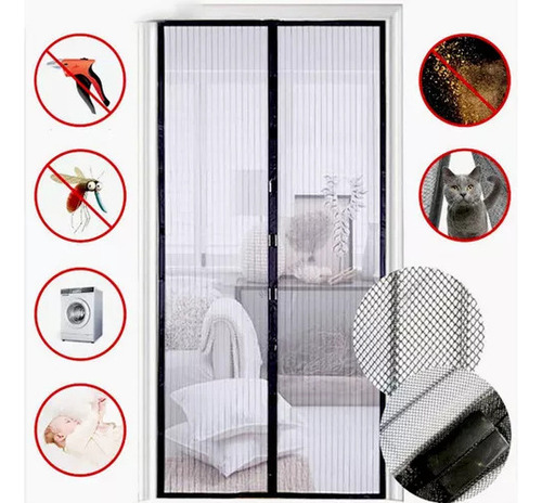 Kit De Mosquitera Magnética Para Puertas Con Protección Cont