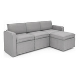 Sofá L Cómodo Sillón Configurable Moderno 3plazas + Taburete