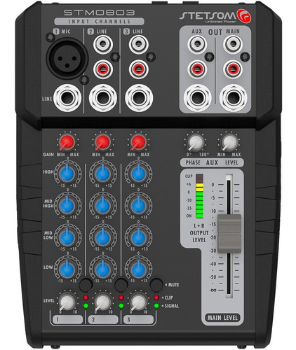 Nova Lançamento Mesa De Som Automotivo Stm0803 3 Canais 