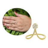 Anel V Ponto Diamante Brilhante Extra 35pt Ouro Amarelo 18k