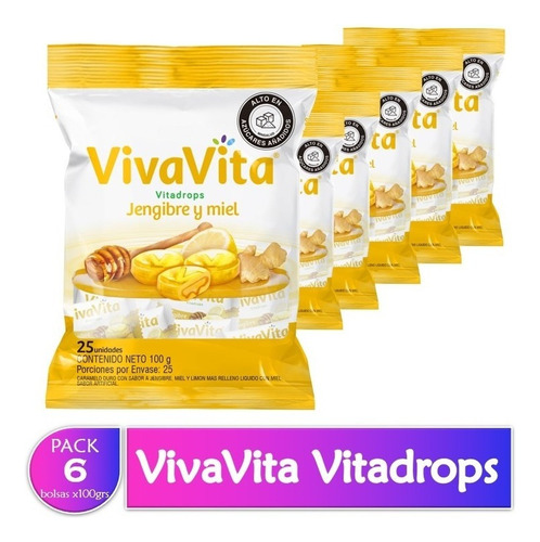 Pastillas Dulces Vivavita Vitadrop - Unidad  Presentación Viva Vita Jengibre Y Miel