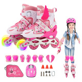 Patines En Línea Roller Niñas Niño Con Luz Led +protecciones