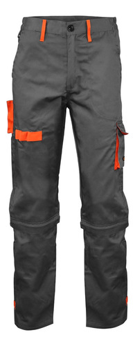 Pantalon Gabardina Gris/naranjo