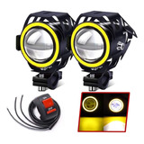 Faro Led Ojo De Angel Demonio Lupa Moto Auto Con Interruptor